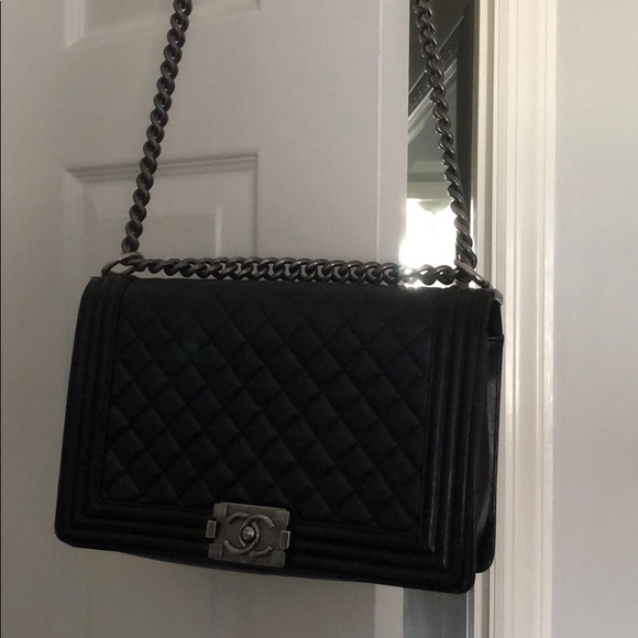 Chanel Le Boy Bag blk calf skin boy bag authentic - Picture 8 of 9
